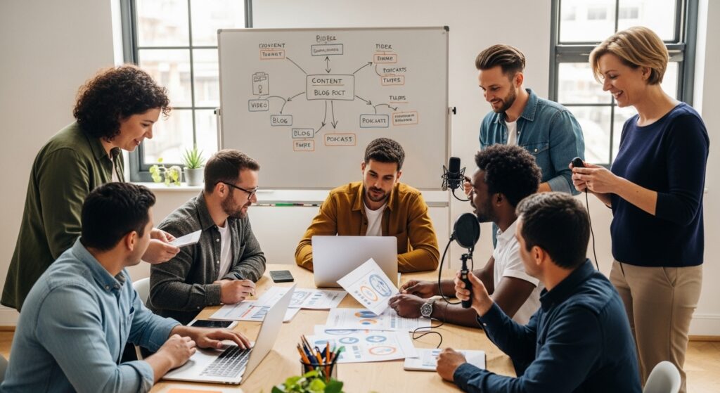 content repurposing, local business teamwork, digital marketing